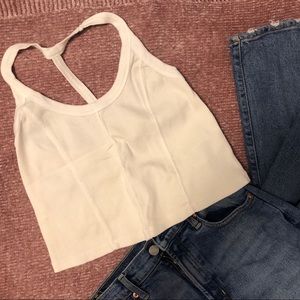 Y-back seamed ivory Urban Outfitters tank